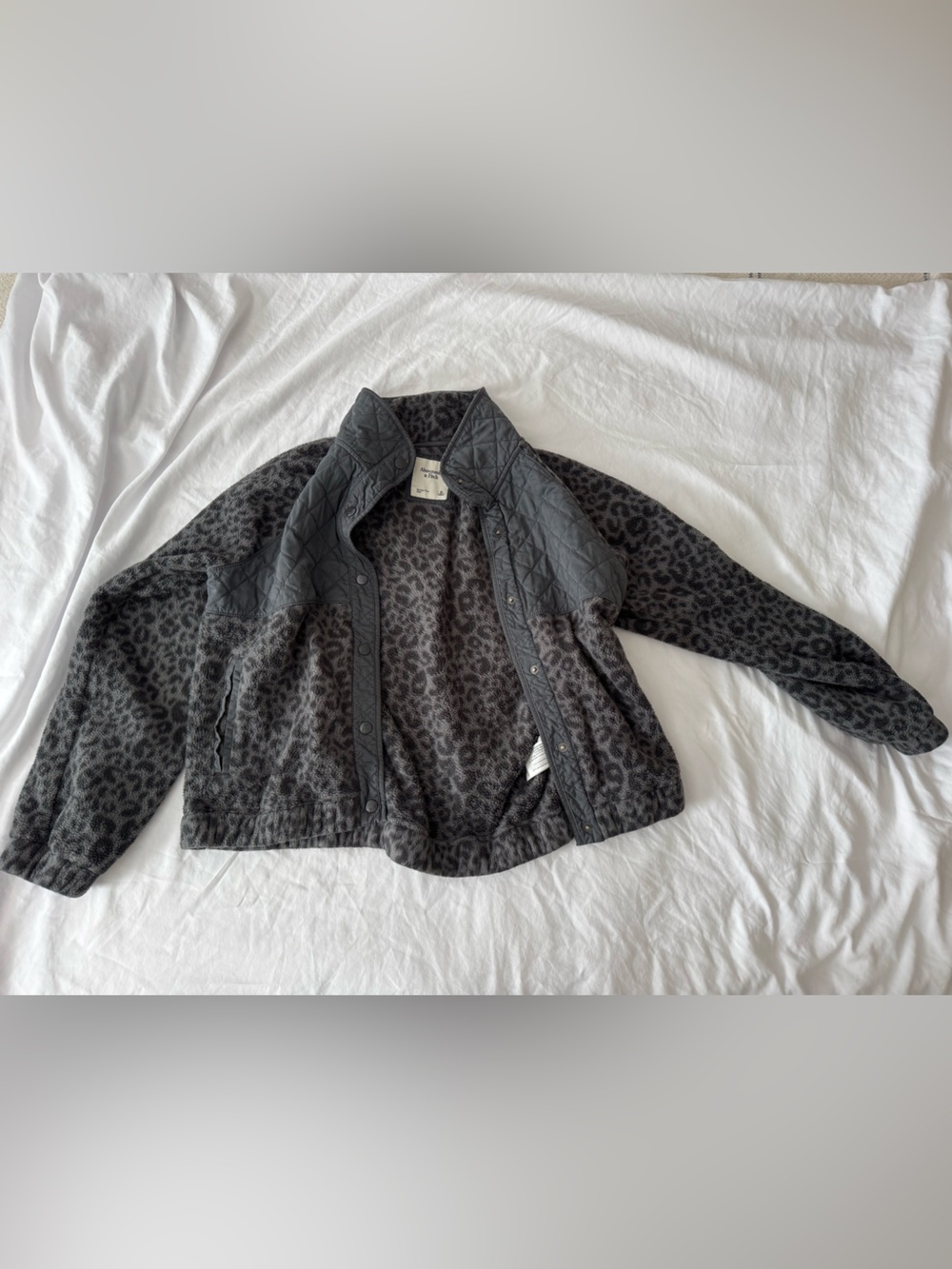 Abercrombie & Fitch Charcoal Leopard Bomber Jacket
